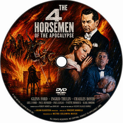 THE 4 HORSEMEN OF THE APOCALYPSE (1962) Glenn Ford, Paul Henreid, Ingrid Thulin, Charles Boyer, Lee J. Cobb - Public Domain Movie DVD NO CASE