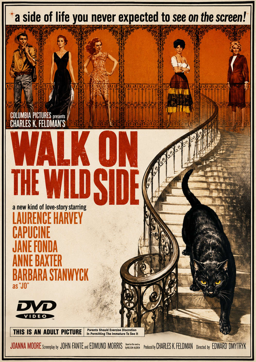 WALK ON THE WILD SIDE (1962)  Barbara Stanwyck - Public Domain Movie DVD NO CASE