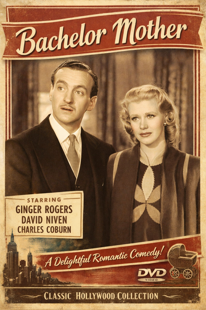 BACHELOR MOTHER (1939) Ginger Rogers,DavidNiven,Charles Coburn - DVD, Public Domain DVD NO CASE