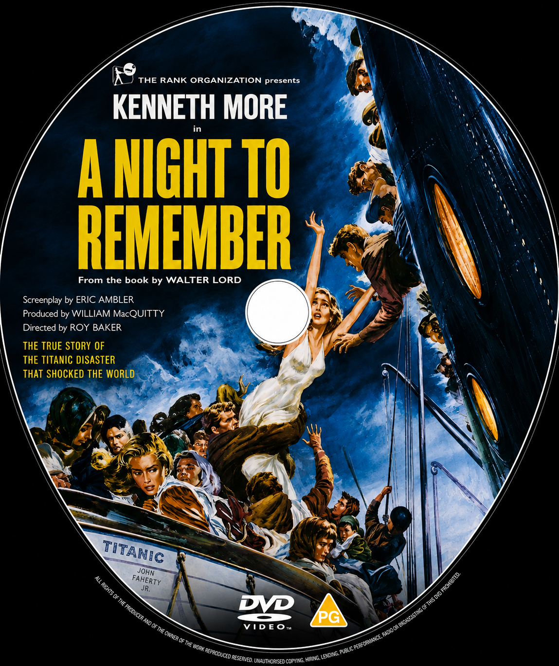 A NIGHT TO REMEMBER (1958) Kenneth More, Michael Goodliffe, Laurence Naismith, Kenneth Griffith, David McCallum - Public Domain Movie DVD NO CASE