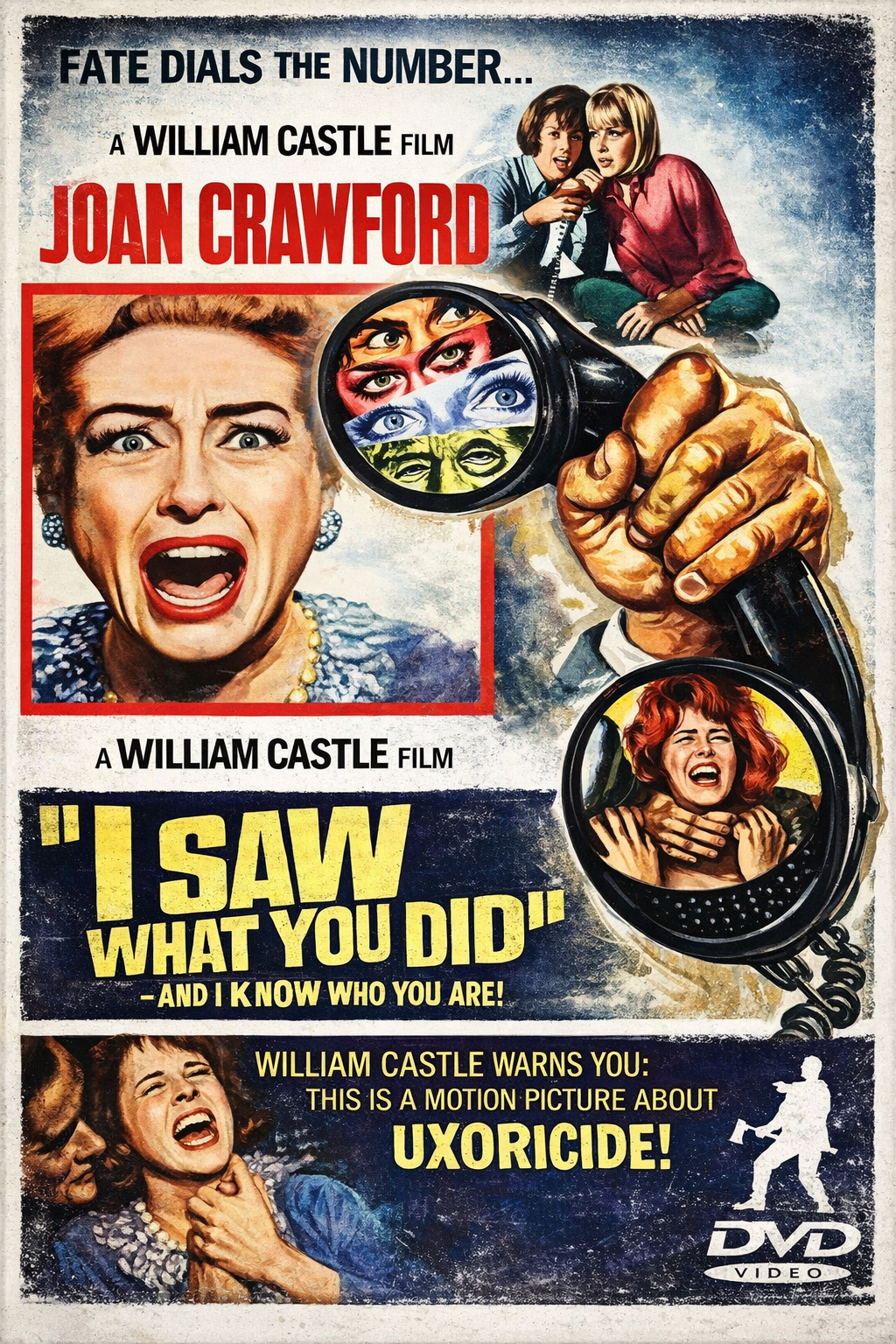 " I SAW WHAT YOU DID" (1965) Starring John Ireland,Joan Crawford - Public Domain Movie Disc only