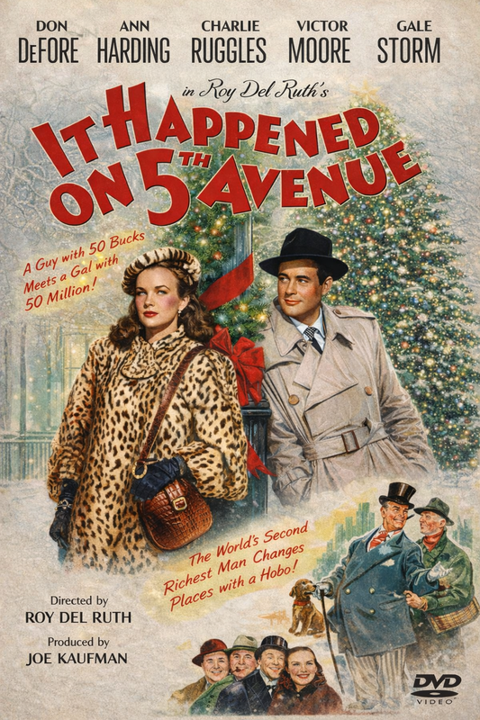 IT HAPPENED ON 5th AVENUE (1947) Don DeFore,Ann Harding,Charles Ruggles,Victor Moore,Gale Storm - PUBLIC DOMAIN DVD ONLY NO CASE
