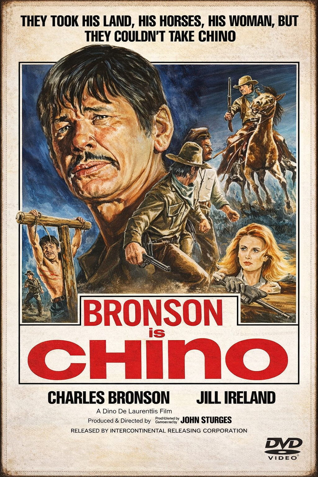 CHINO (1973) Charles Bronson,Jill Ireland - Public Domain DVD NO CASE RARE !