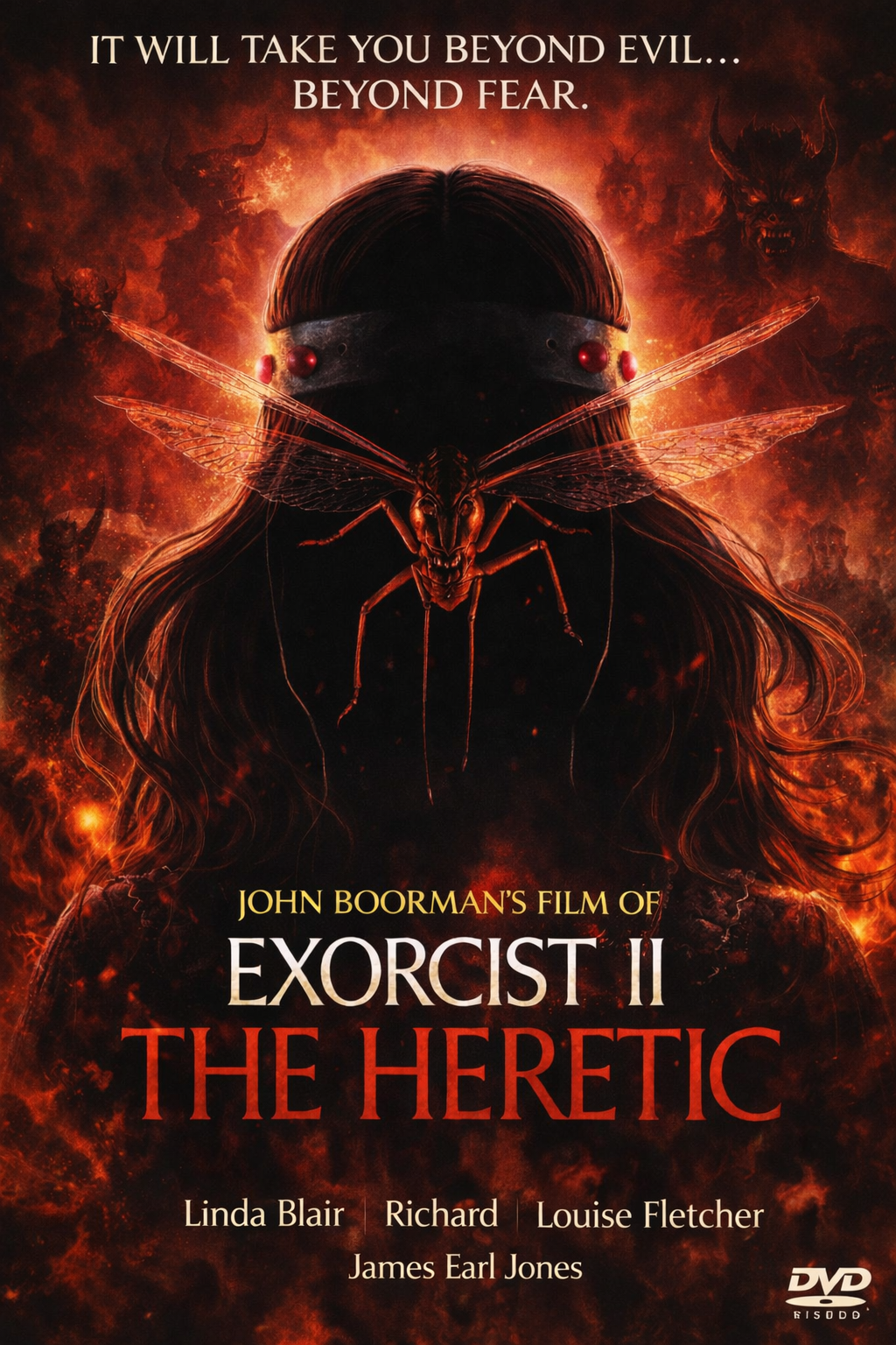 EXORCIST II : THE HERETIC (1977)  Linda Blair ,Richard Burton ,Louise Fletcher ,Max von Sydow ,Kitty Winn ,Paul Henreid ,James Earl Jones - Public Domain Movie DVD NO CASE