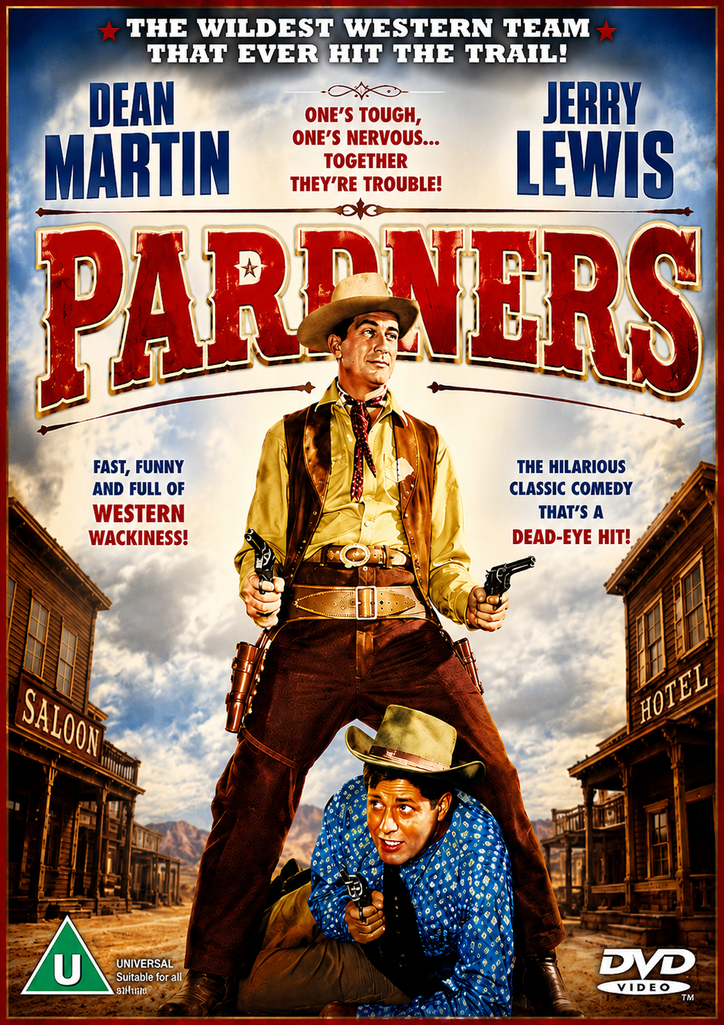 PARDNERS (1956) Dean Martin • Jerry Lewis • Agnes Moorehead • Lori Nelson • Jackie Loughery - Public Domain Movie DVD NO CASE