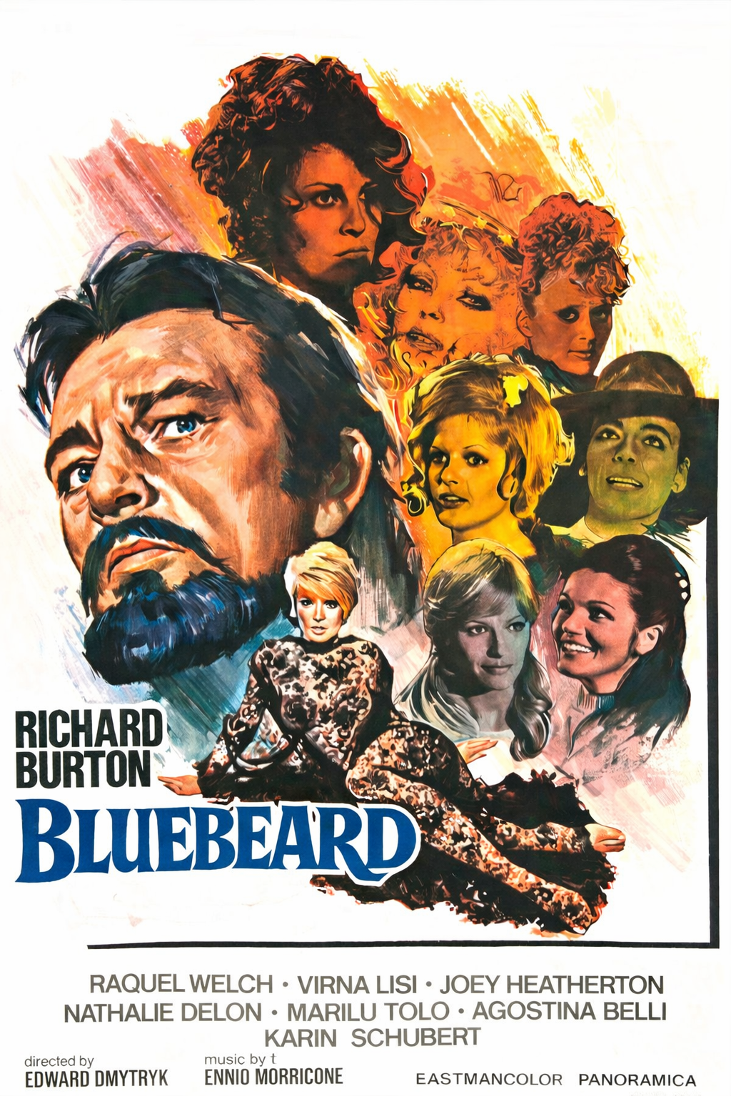 BLUEBEARD (1972)  Richard Burton, Raquel Welch, Virna Lisi, Nathalie Delon, Marilù Tolo, Karin Schubert  - Public Domain DVD NO CASE
