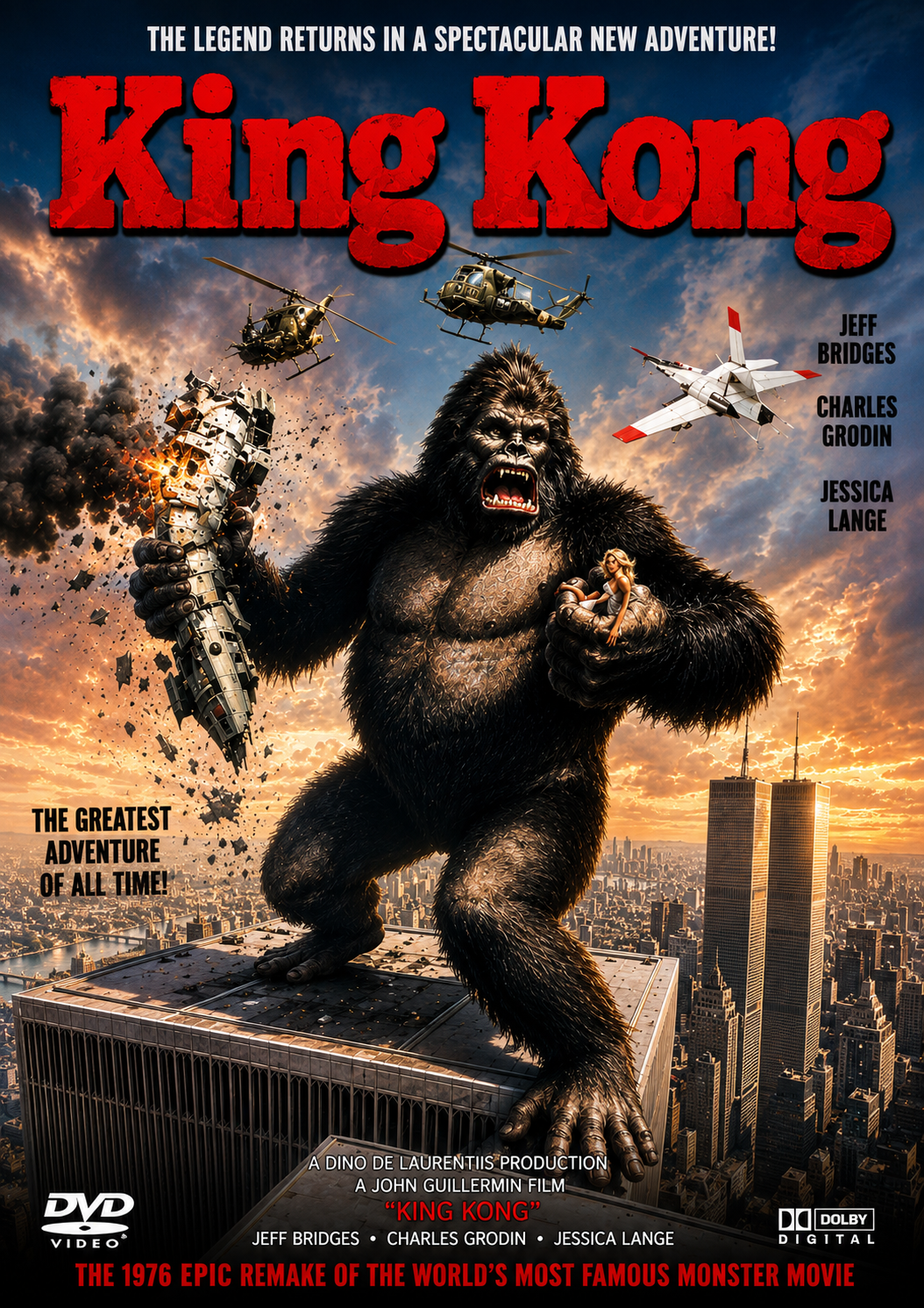 KING KONG (1976) Jeff Bridges • Charles Grodin • Jessica Lange - Public Domain Movie DVD NO CASE
