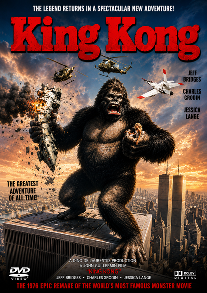 KING KONG (1976) Jeff Bridges • Charles Grodin • Jessica Lange - Public Domain Movie DVD NO CASE