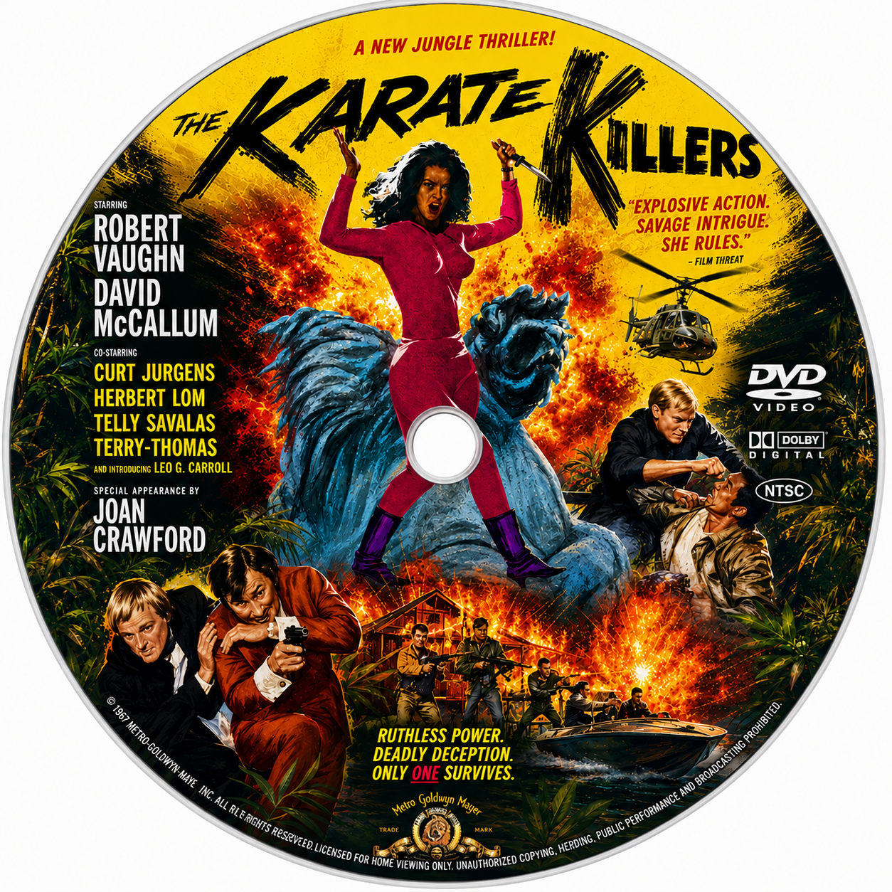THE KARATE KILLERS (1967) Robert Vaughn, David McCallum, Telly Savalas, Terry-Thomas, Joan Crawford - VERY RARE DELETED TITLE ! - DVD NO CASE