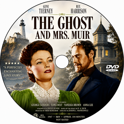 THE GHOST OF MRS MUIR (1947) Gene Tierney, Rex Harrison, George Sanders, Edna Best, Vanessa Brown, Anna Lee and Natalie Wood. - PUBLIC DOMAIN DVD ONLY NO CASE