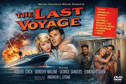 THE LAST VOYAGE (1960) Robert Stack, Dorothy Malone, Edmond O'brien, George Sanders, Woody Strode - Public Domain DVD NO CASE