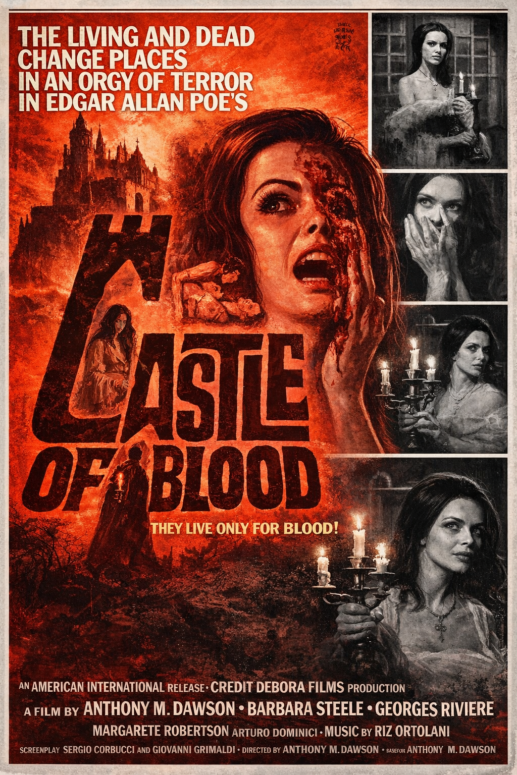 CASTLE OF BLOOD (1964) Barbara Steele,Georges Rivière,Margarete Robsahm - Public Domain Movie DVD NO CASE