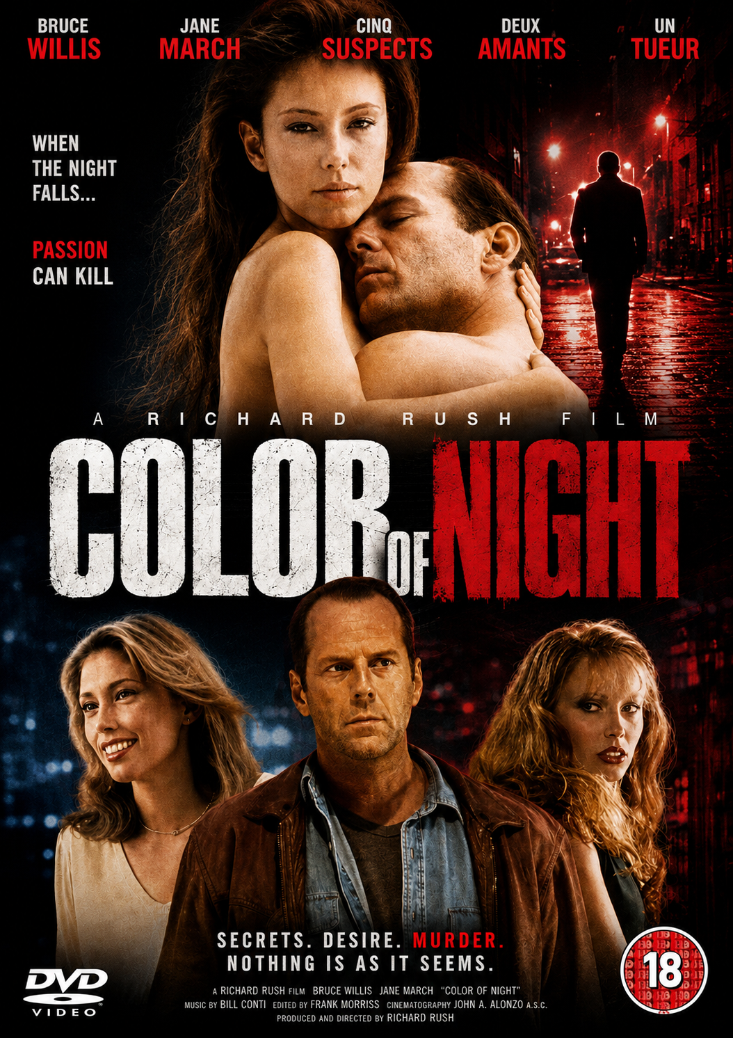 COLOR OF THE NIGHT (1994) Bruce Willis, Jane March, Rubén Blades, Lesley Ann Warren, Brad Dourif, Lance Henriksen, Kevin J. O’Connor &amp; Scott Bakula - DVD NO CASE