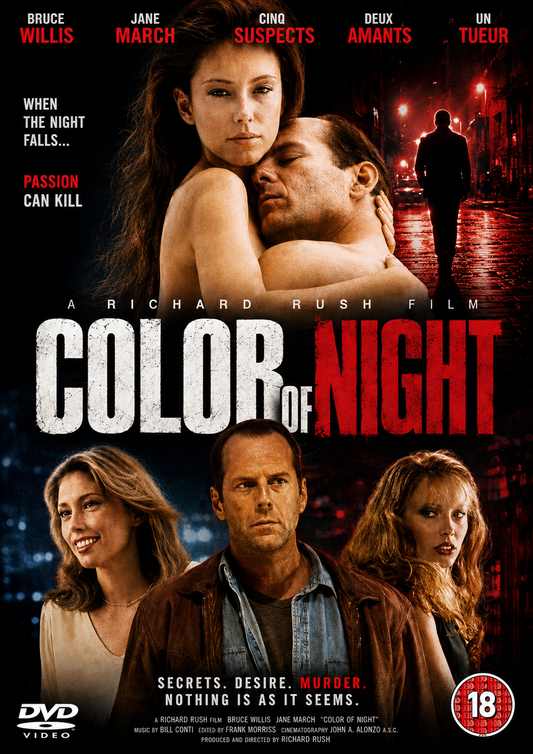 COLOR OF THE NIGHT (1994) Bruce Willis, Jane March, Rubén Blades, Lesley Ann Warren, Brad Dourif, Lance Henriksen, Kevin J. O’Connor &amp; Scott Bakula - DVD NO CASE