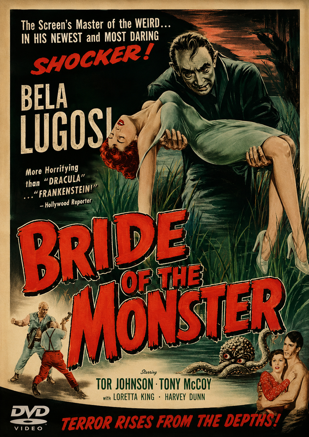BRIDE OF THE MONSTER (1955) Bela Lugosi, Tor Johnson, Tony McCoy, Loretta King and Don Nagel - Public Domain Movie DVD NO CASE