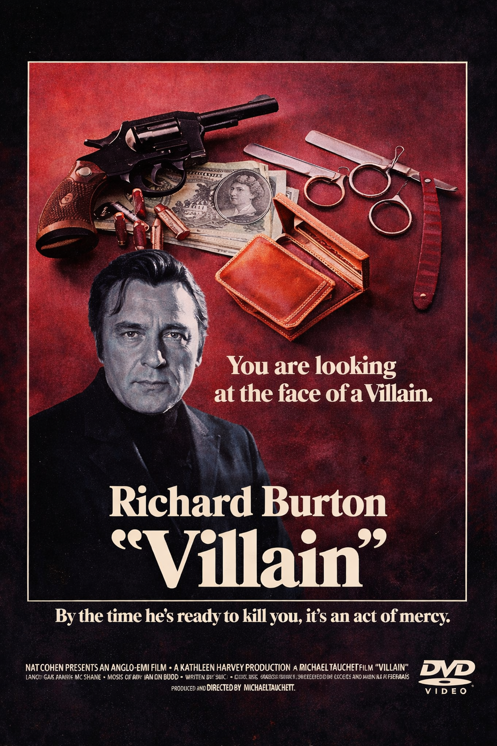 VILLIAN (1971) Richard Burton,Ian McShane,Nigel Davenport,Donald Sinden - Public Domain DVD NO CASE RARE !