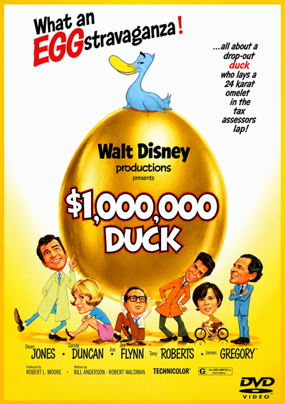 THE MILLION DOLLAR DUCK (1971) Dean Jones,Sandy Duncan,Joe Flynn,Tony Roberts,James Gregory,Lee Montgomery - Public Domain DVD NO CASE
