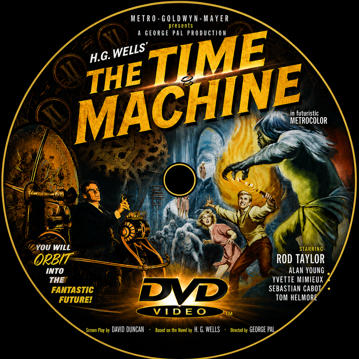 The Time Machine - (1960)  Sebastian Cabot, Alan Young, Rod Taylor, Yvette Mimieux - Public Domain Movie DVD NO CASE