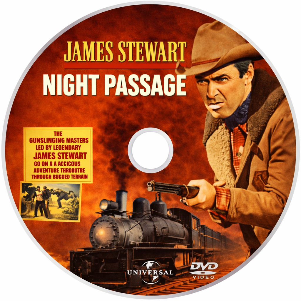 NIGHT PASSAGE (1954) James Stewart ,Audie Murphy ,Dan Duryea  - Public Domain Movie DVD NO CASE )
