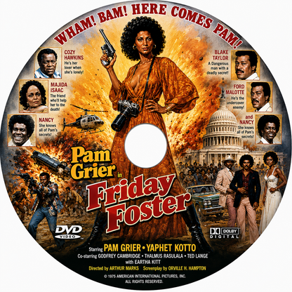 FRIDAY FOSTER (1975) Pam Grier, Yaphet Kotto, Godfrey Cambridge, Thalmus Rasulala, Eartha Kitt, Scatman Crothers, Carl Weathers - DVD NO CASE