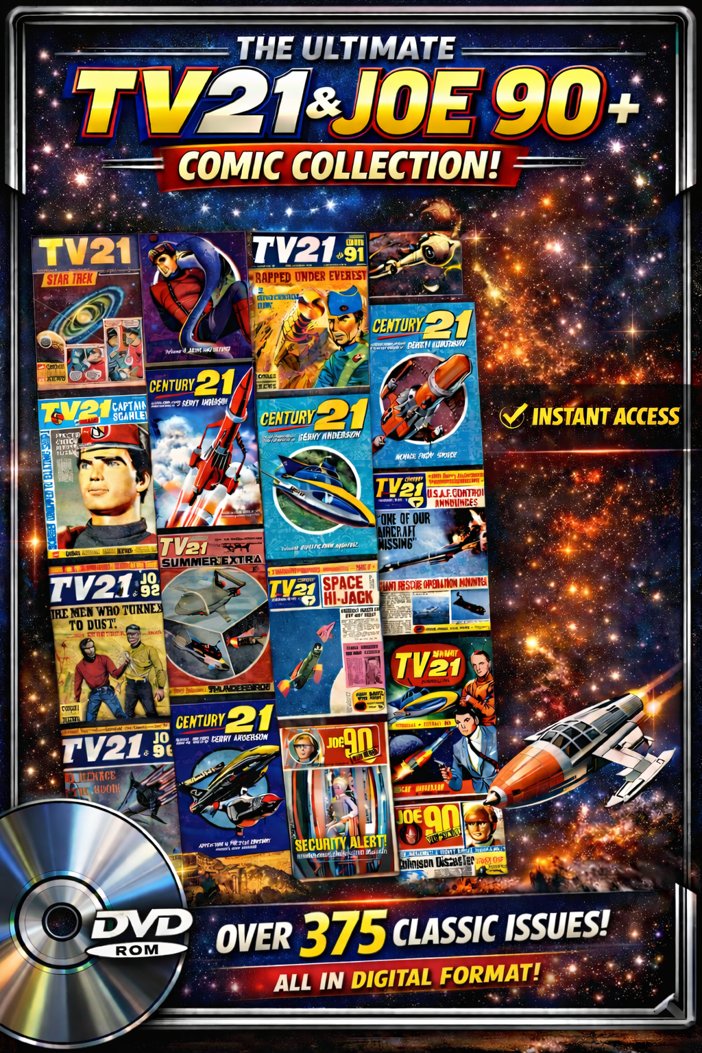 TV21 AND JOE 90 COMICS - 375 FILES - 4.0 GB OF CBR FILES ON DVDROM - FREE POST