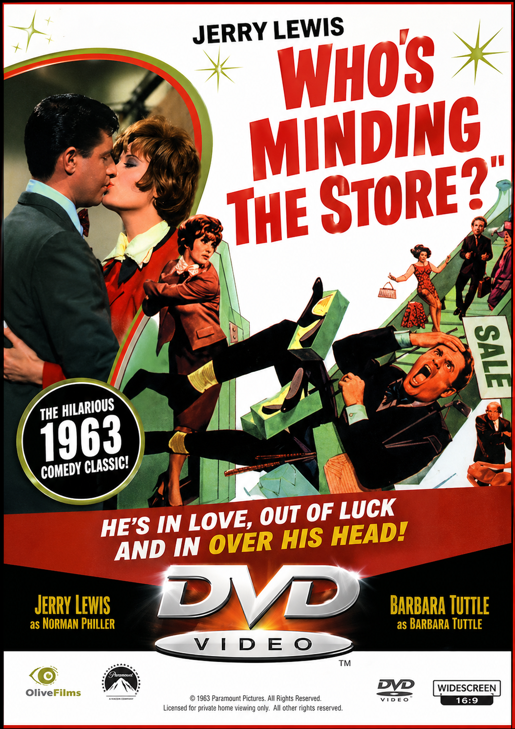WHO'S MINDING THE STORE (1963) Jerry Lewis, Jill St. John, Agnes Moorehead, Ray Walston - Public Domain Movie DVD NO CASE
