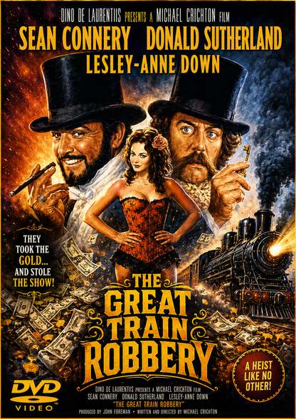 THE GREAT TRAIN ROBBERY (1978) Donald Sutherland, Lesley-Anne Down, Sean Connery - Public Domain DVD NO CASE