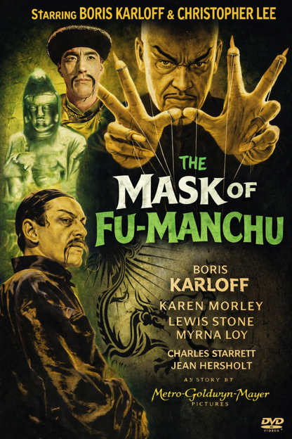 THE MASK OF FU MANCHU  (1932) Christopher Lee - Public Domain DVD NO CASE