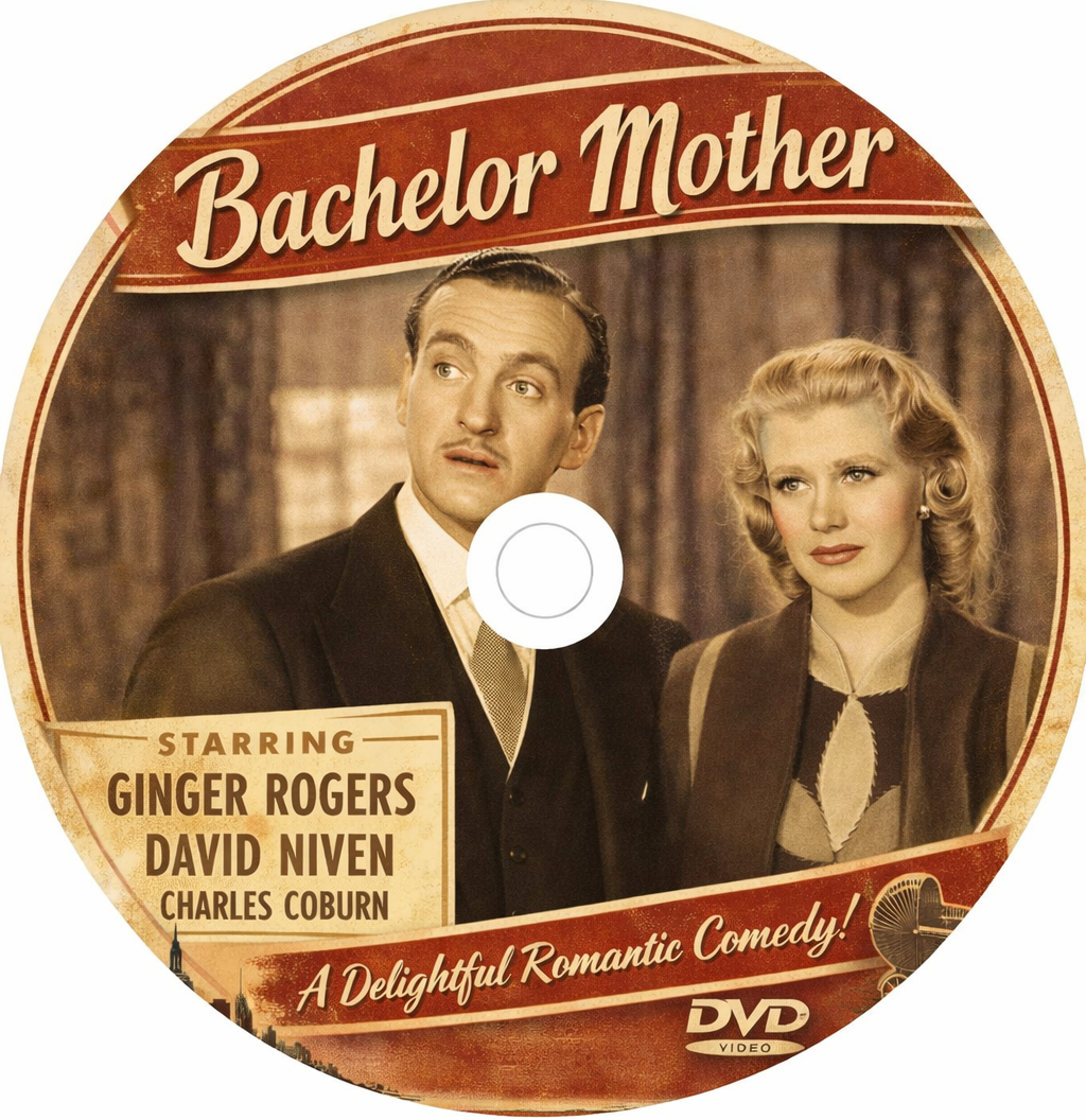 BACHELOR MOTHER (1939) Ginger Rogers,DavidNiven,Charles Coburn - DVD, Public Domain DVD NO CASE