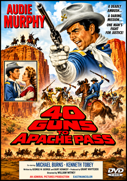 40 GUNS TO APACHE PASS (1967) Audie Murphy, Kenneth Tobey, Michael Burns, Michael Blodgett - Public Domain Movie DVD NO CASE