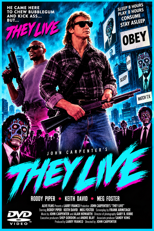 THEY LIVE (1988) Roddy Piper, Keith David, Meg Foster, George “Buck” Flower, Peter Jason and Raymond St. Jacques - PUBLIC DOMAIN DVD ONLY NO CASE
