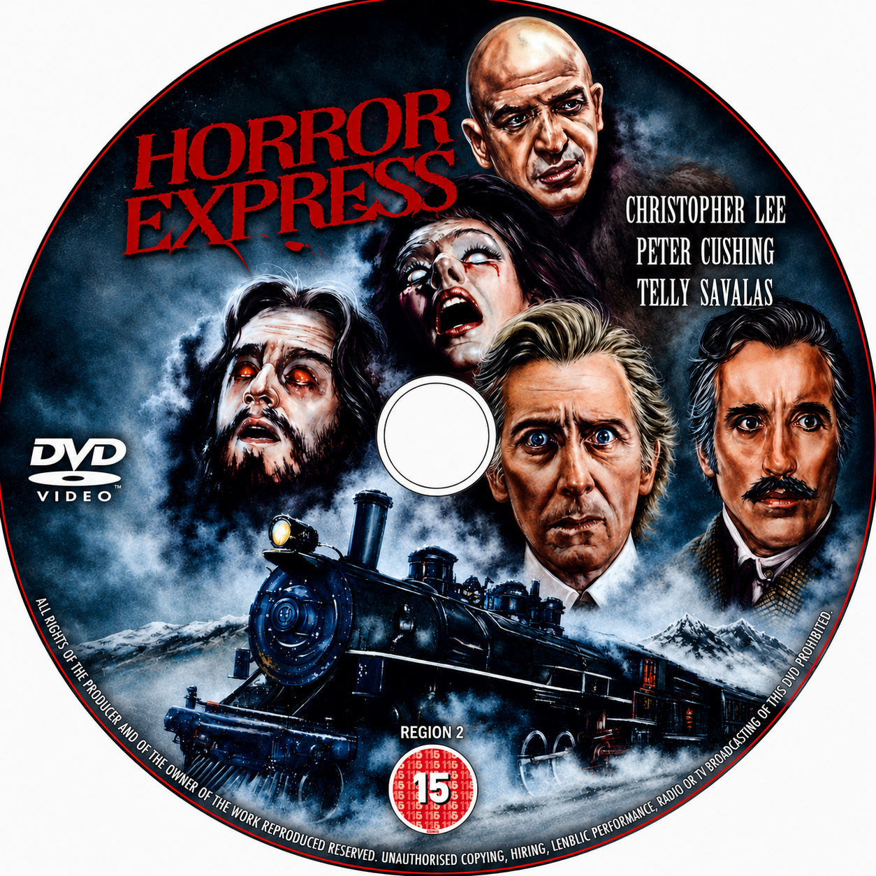 HORROR EXPRESS (1972) Starring - Christopher Lee, Peter Cushing, Telly Savalas - Public Domain Movie DVD NO CASE