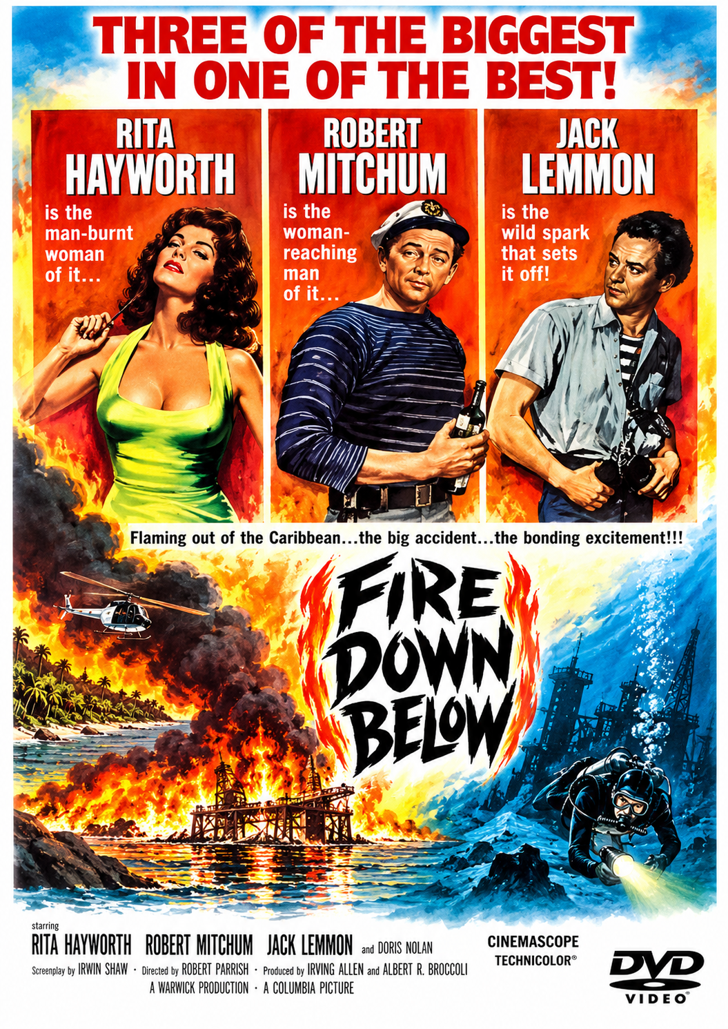 FIRE DOWN BELOW (1957)  Jack Lemmon, Robert Mitchum, - Public Domain DVD NO CASE