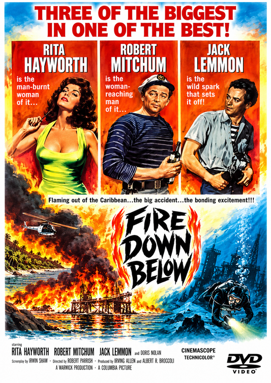FIRE DOWN BELOW (1957)  Jack Lemmon, Robert Mitchum, - Public Domain DVD NO CASE