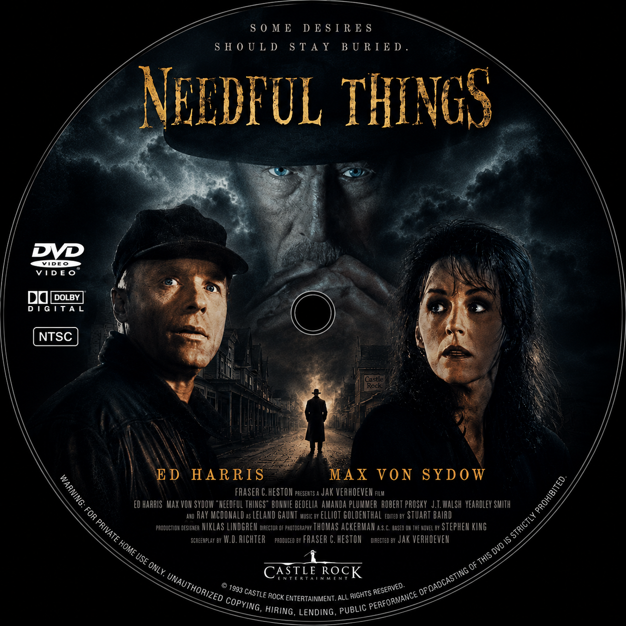 NEEDFUL THINGS (1993) Ed Harris, Max von Sydow, Bonnie Bedelia and J. T. Walsh - VERY RARE DELETED TITLE ! - DVD NO CASE