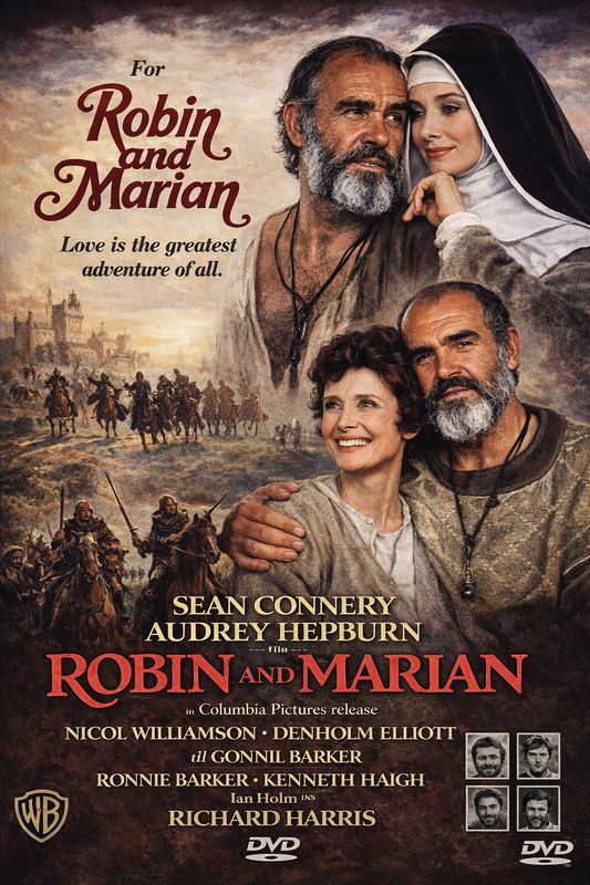 ROBIN AND MARIAN (1976)  Sean Connery ,Audrey Hepburn ,Robert Shaw ,Nicol Williamson ,Denholm Elliott ,Ronnie Barker ,Kenneth Haigh ,Ian Holm ,Richard Harris - DVD Public Domain DVD NO CASE