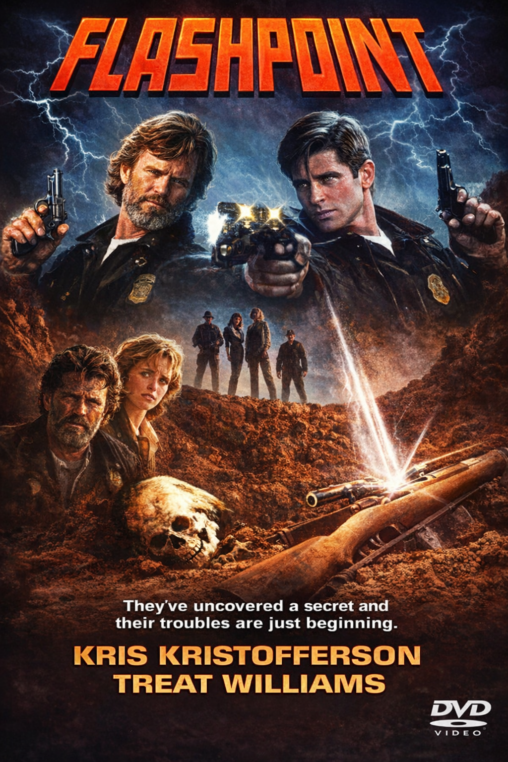 FLASHPOINT (1984) Kris Kristofferson,Treat Williams,Rip Torn,Tess Harper - Public Domain DVD NO CASE RARE !