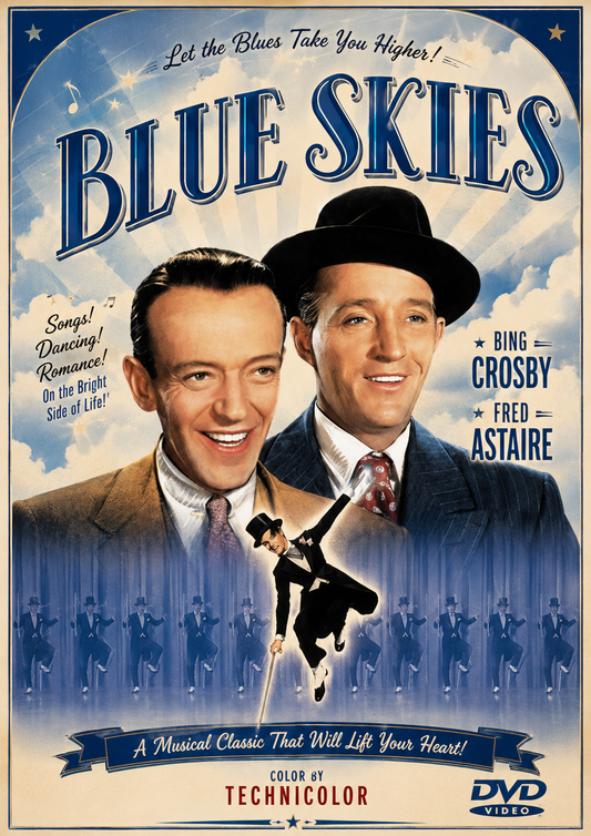 BLUE SKIES (1946) Bing Crosby, Fred Astaire, Joan Caulfield, Billy De Wolfe, Olga San Juan - Public Domain Movie DVD NO CASE