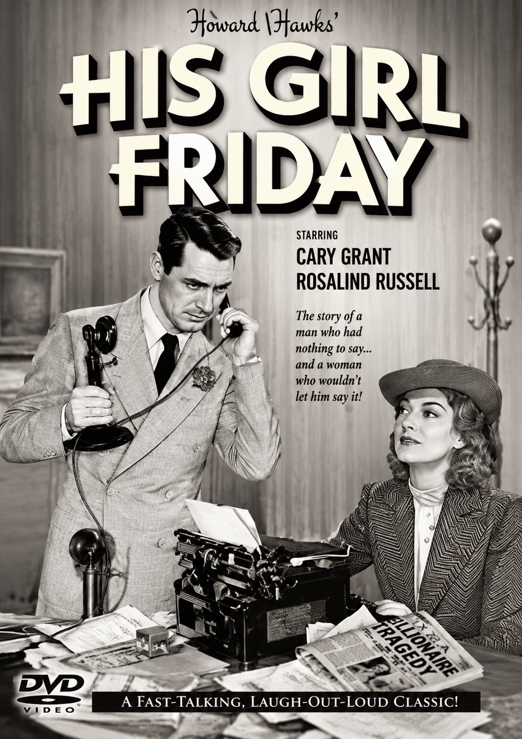 HIS GIRL FRIDAY (1940) Cary Grant, Rosalind Russell, Ralph Bellamy, Gene Lockhart - Public Domain DVD NO CASE