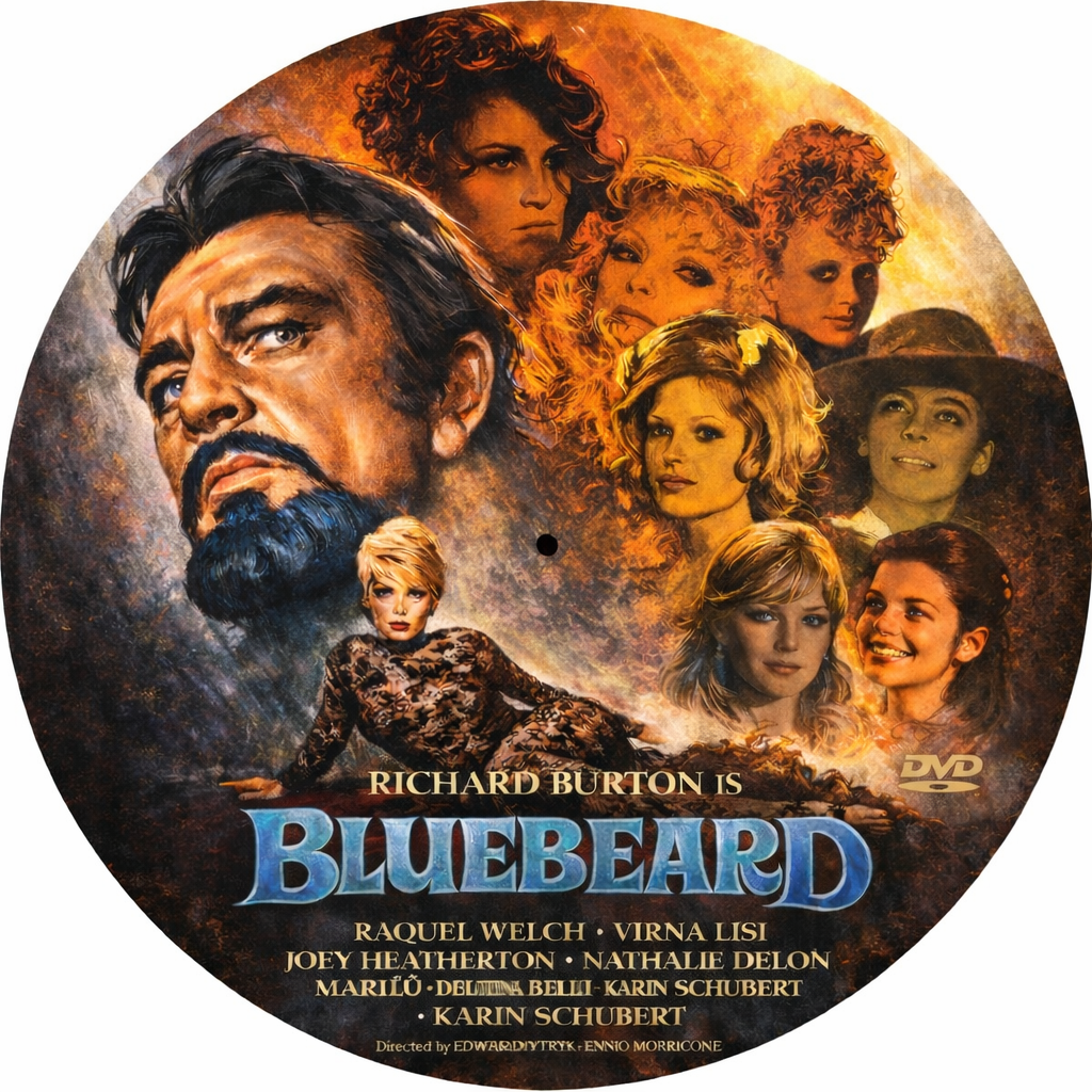 BLUEBEARD (1972)  Richard Burton, Raquel Welch, Virna Lisi, Nathalie Delon, Marilù Tolo, Karin Schubert  - Public Domain DVD NO CASE