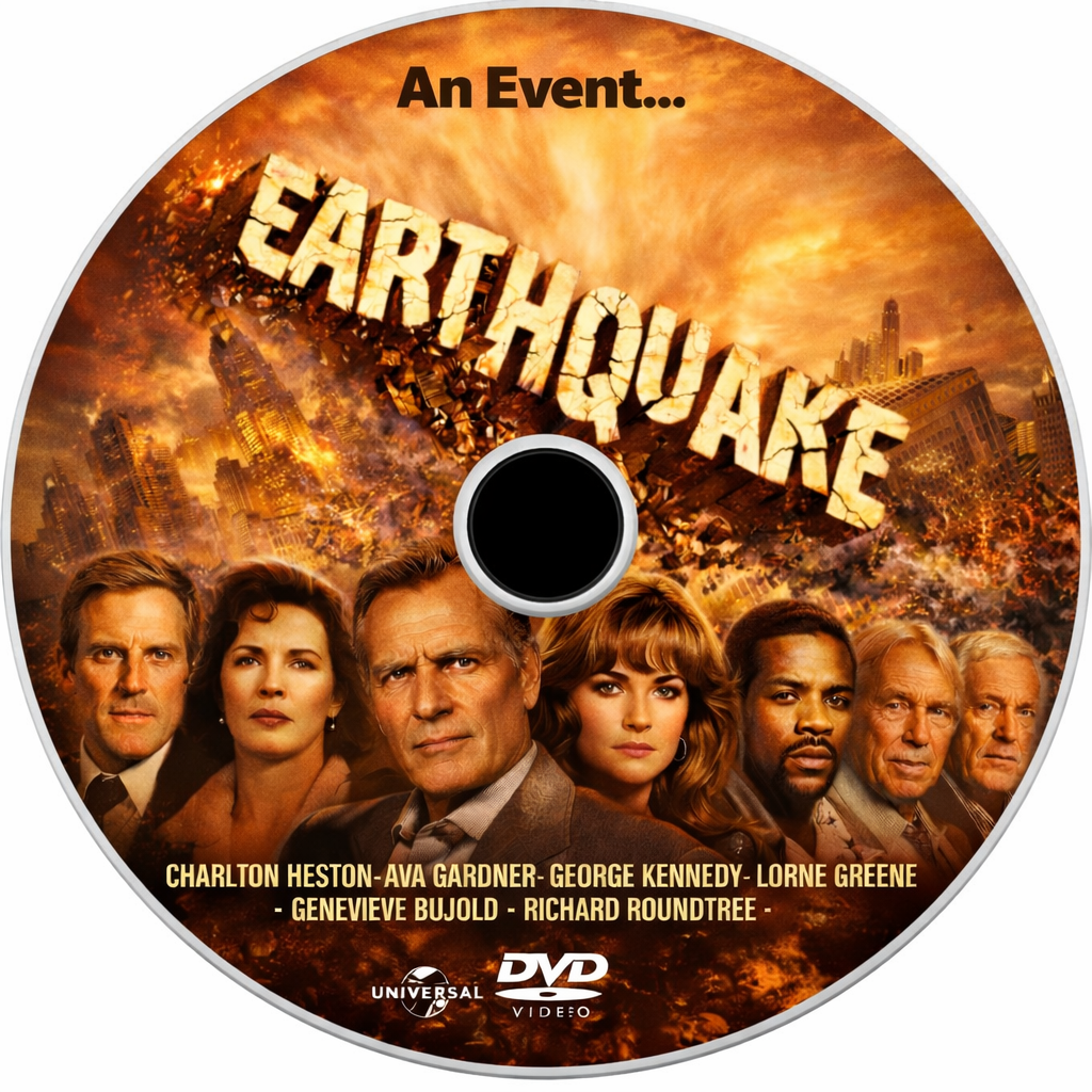 EARTHQUAKE (1974) RARE TV CUT - Starring - Charlton Heston, Ava Gardner, George Kennedy - Public Domain DVD NO CASE