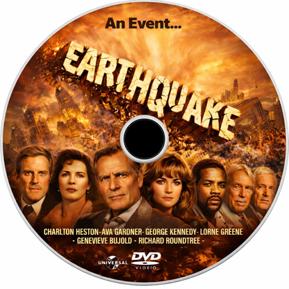 EARTHQUAKE (1974) RARE TV CUT - Starring - Charlton Heston, Ava Gardner, George Kennedy - Public Domain DVD NO CASE