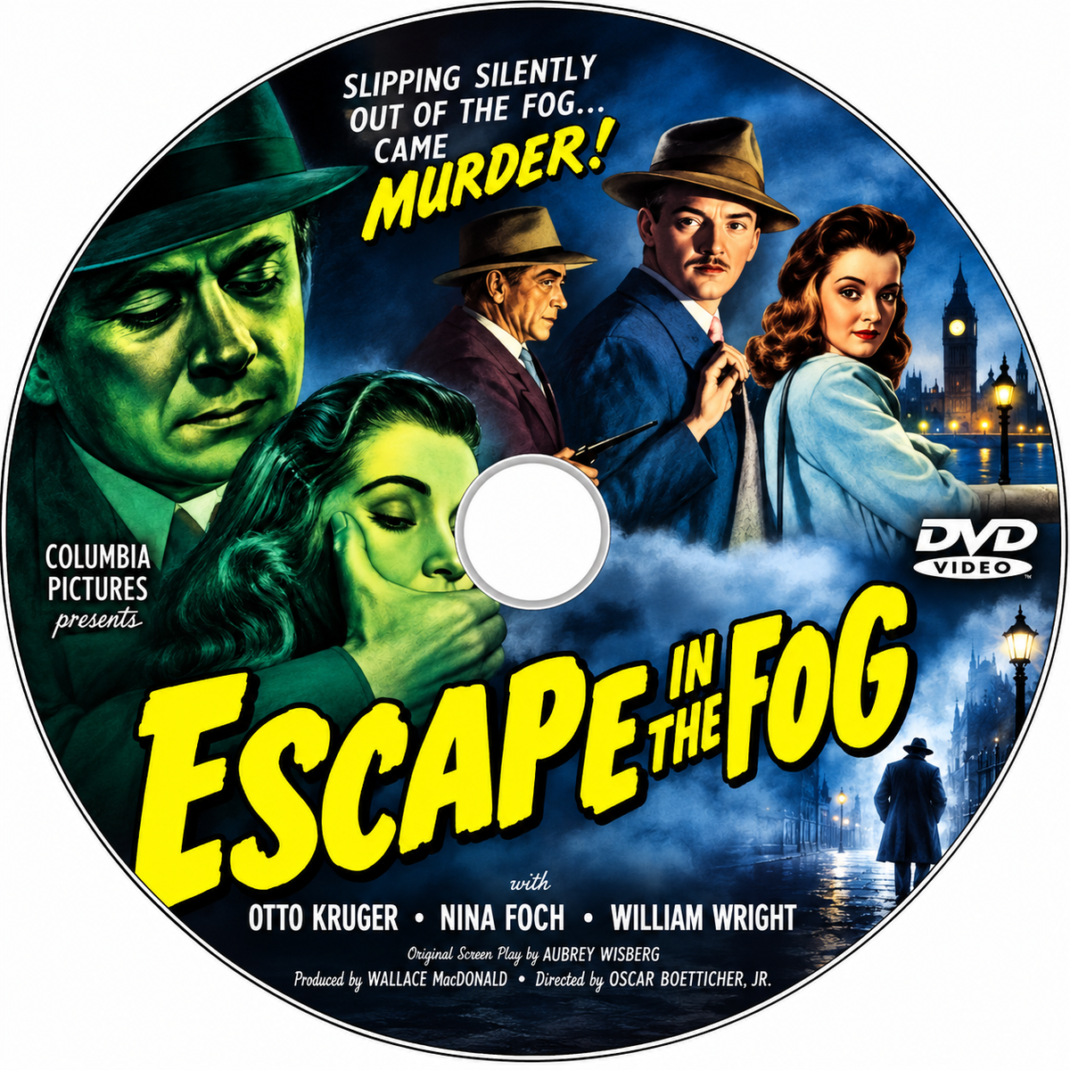 ESCAPE IN THE FOG (1945) Starring - Otto Kruger • Nina Foch • William Wright - DVD NO CASE