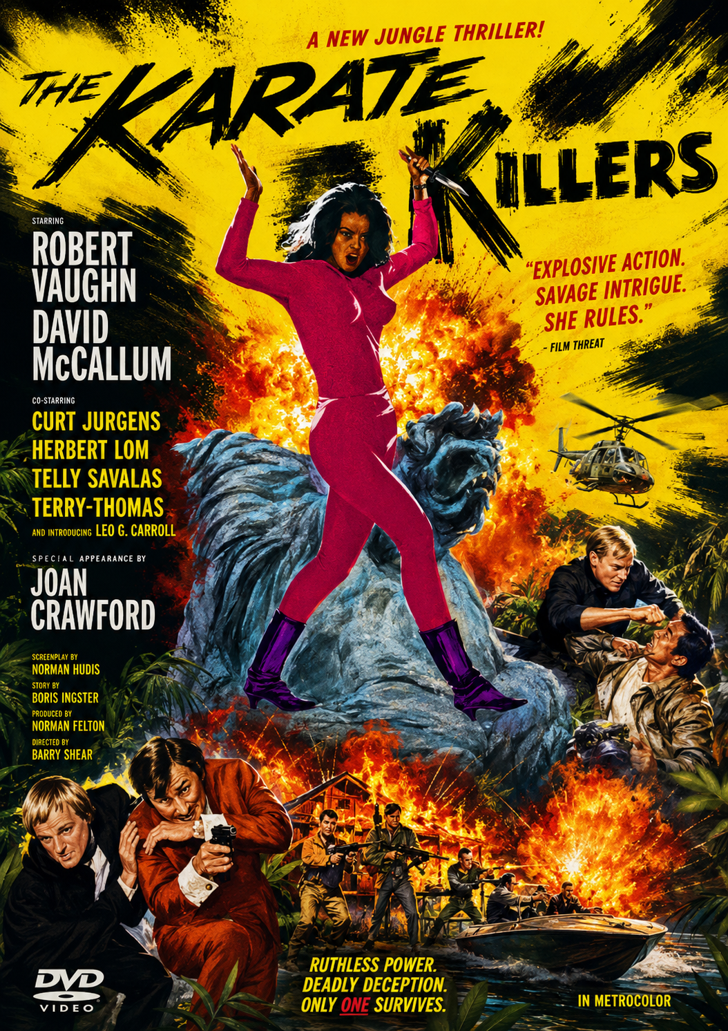 THE KARATE KILLERS (1967) Robert Vaughn, David McCallum, Telly Savalas, Terry-Thomas, Joan Crawford - VERY RARE DELETED TITLE ! - DVD NO CASE