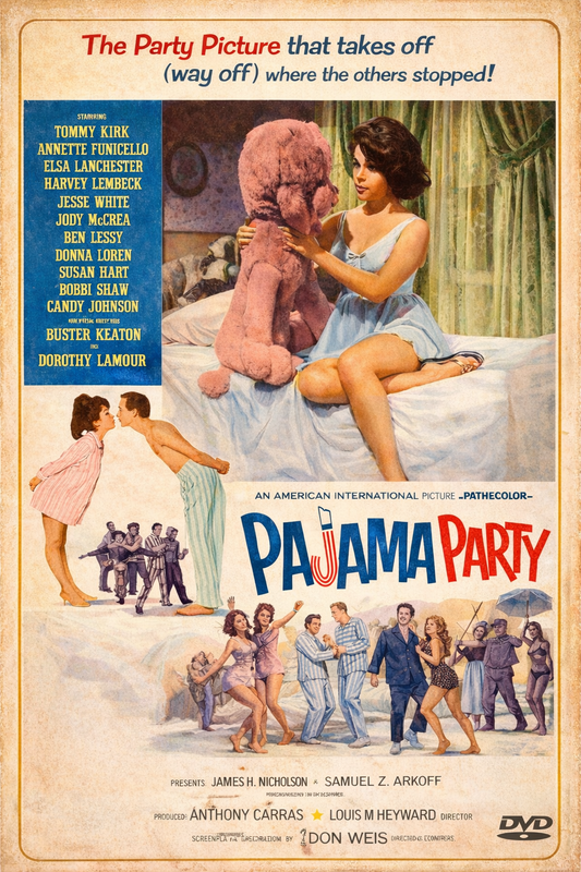 PAJAMA PARTY (1964) Tommy Kirk, Harvey Lembeck - Public Domain DVD NO CASE