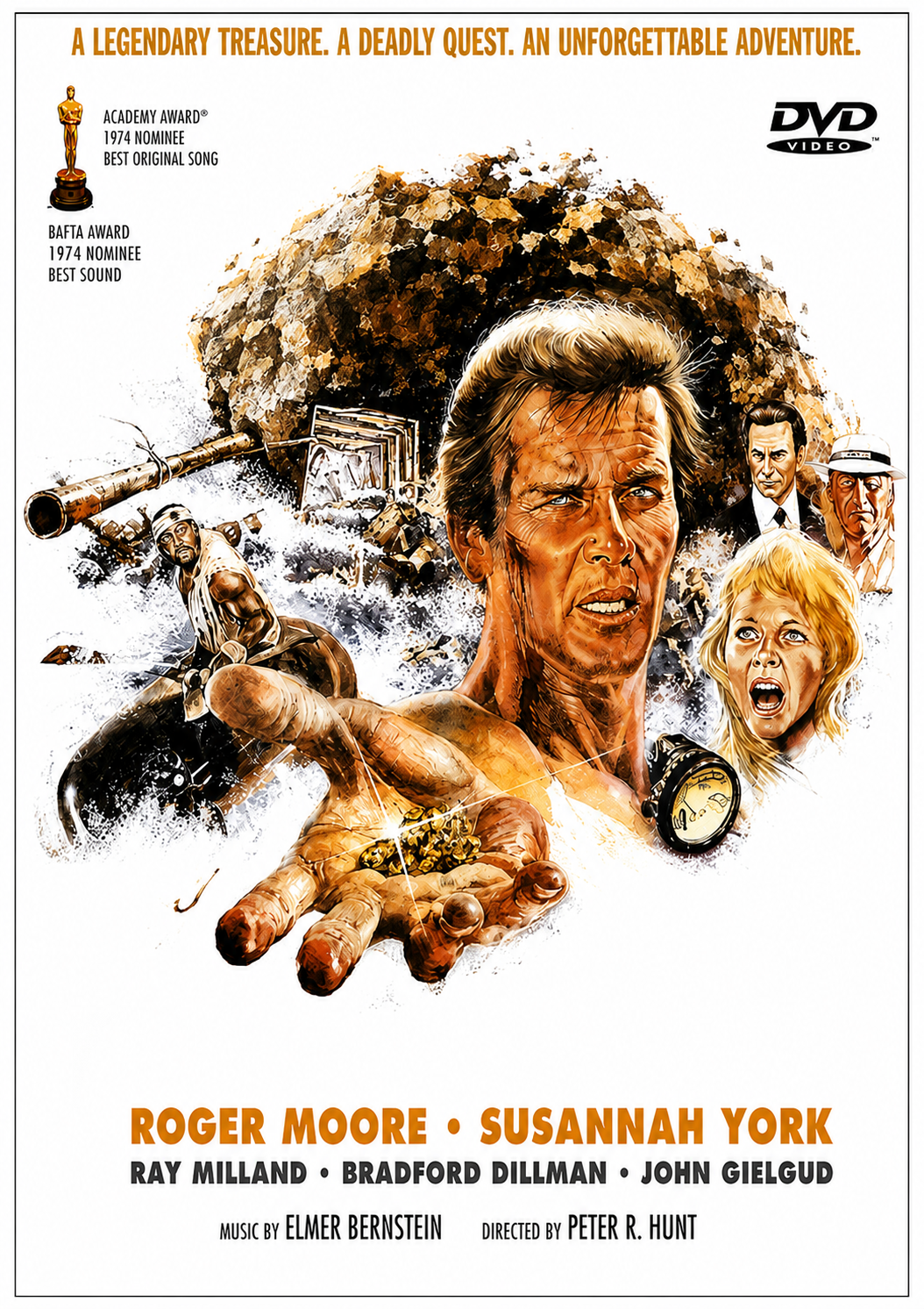 GOLD (1974) Roger Moore, Susannah York, Ray Milland, Bradford Dillman, John Gielgud - VERY RARE DELETED TITLE ! - DVD NO CASE