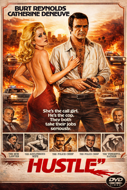 HUSTLE (1975) Burt Reynolds,Catherine Deneuve,Eileen Brennan,Eddie Albert,Ernest Borgnine - Public Domain DVD NO CASE RARE !