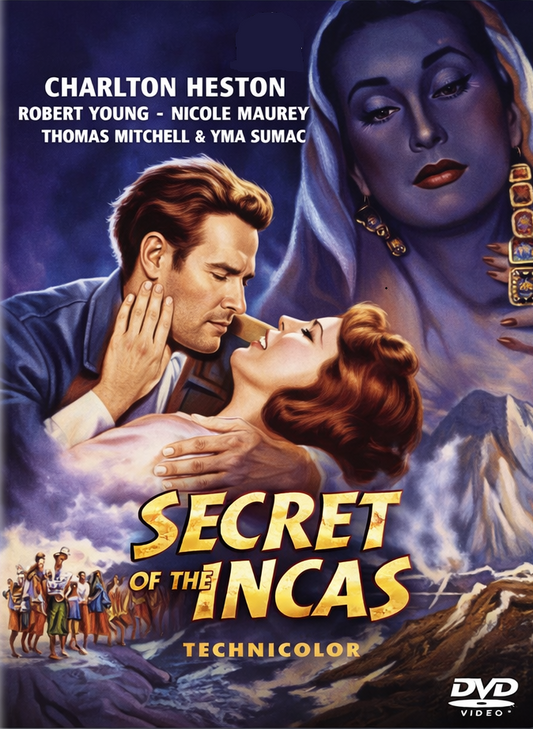 SECRET OF THE INCAS (1954)  Charlton Heston ,Robert Young ,Nicole Maurey ,Thomas Mitchell  - Public Domain Movie DVD NO CASE )