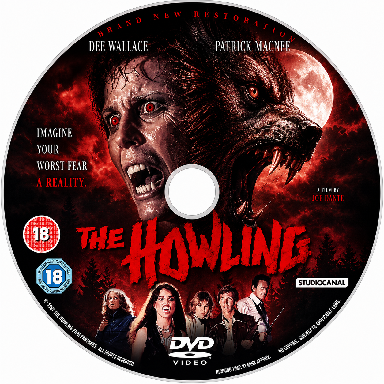 THE HOWLING (1981) Dee Wallace,Patrick Macnee,Dennis Dugan,Christopher Stone,John Carradine - Public Domain DVD NO CASE RARE !