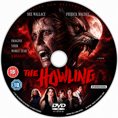 THE HOWLING (1981) Dee Wallace,Patrick Macnee,Dennis Dugan,Christopher Stone,John Carradine - Public Domain DVD NO CASE RARE !